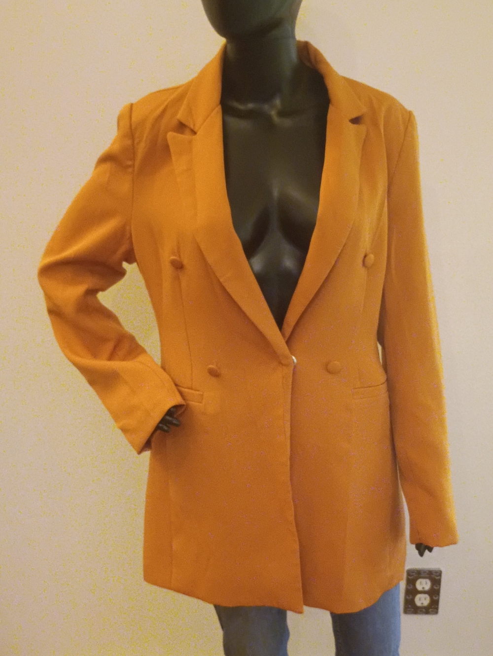 PrettyLittleThing Double-Breasted Blazer Jacket - Mustard Orange
